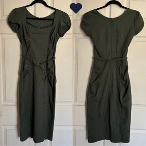 Stop Staring Alicia Estrada Pinup Rockabilly Classic Olive Midi Wiggle Dress